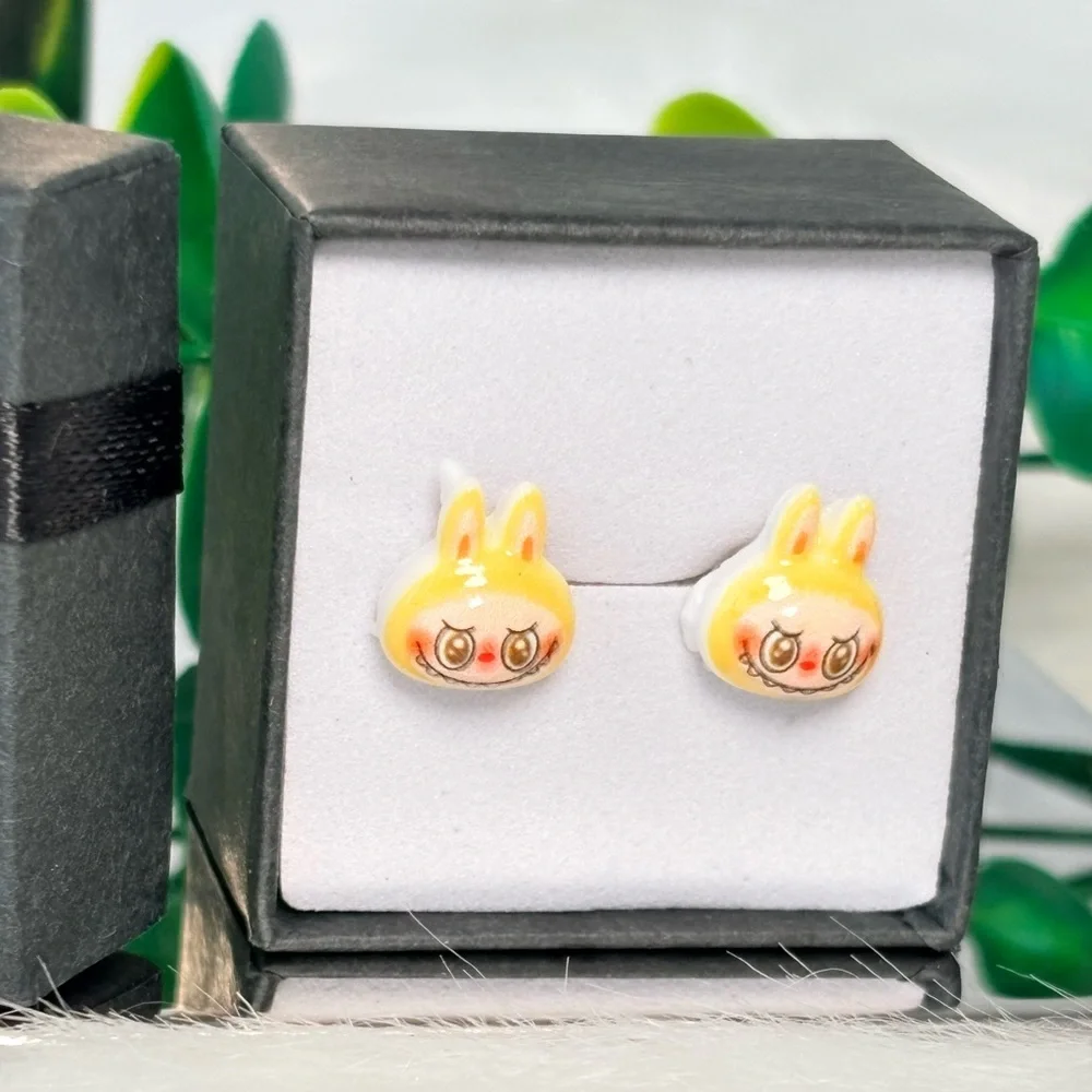 Cute Yellow Monster Character Stud‎ Earrings